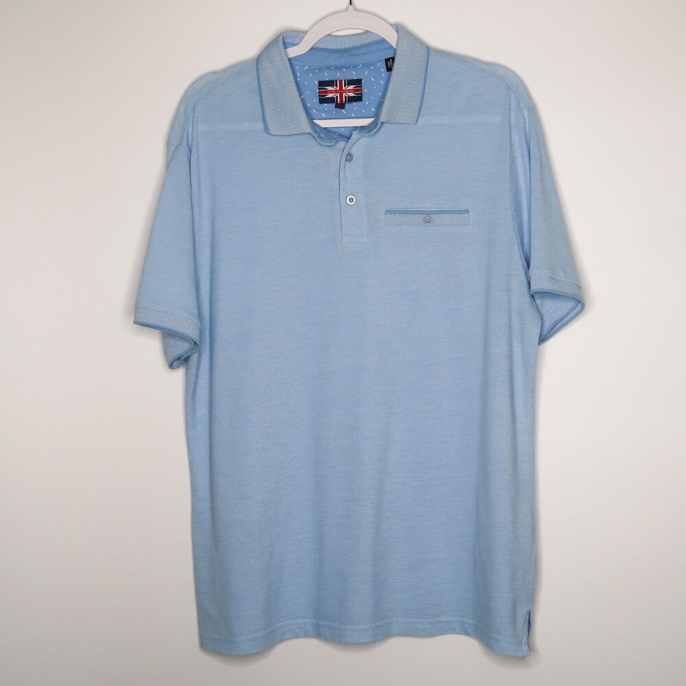 Soul of London Mens Polo Size XL‎ Sky Blue One Pocket T-shirt Casual Office